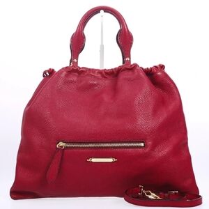 Burberry Red Leather Tote Bag